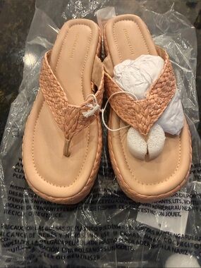 American Eagle Outfitters Blush Braided Toe-Post Sandals